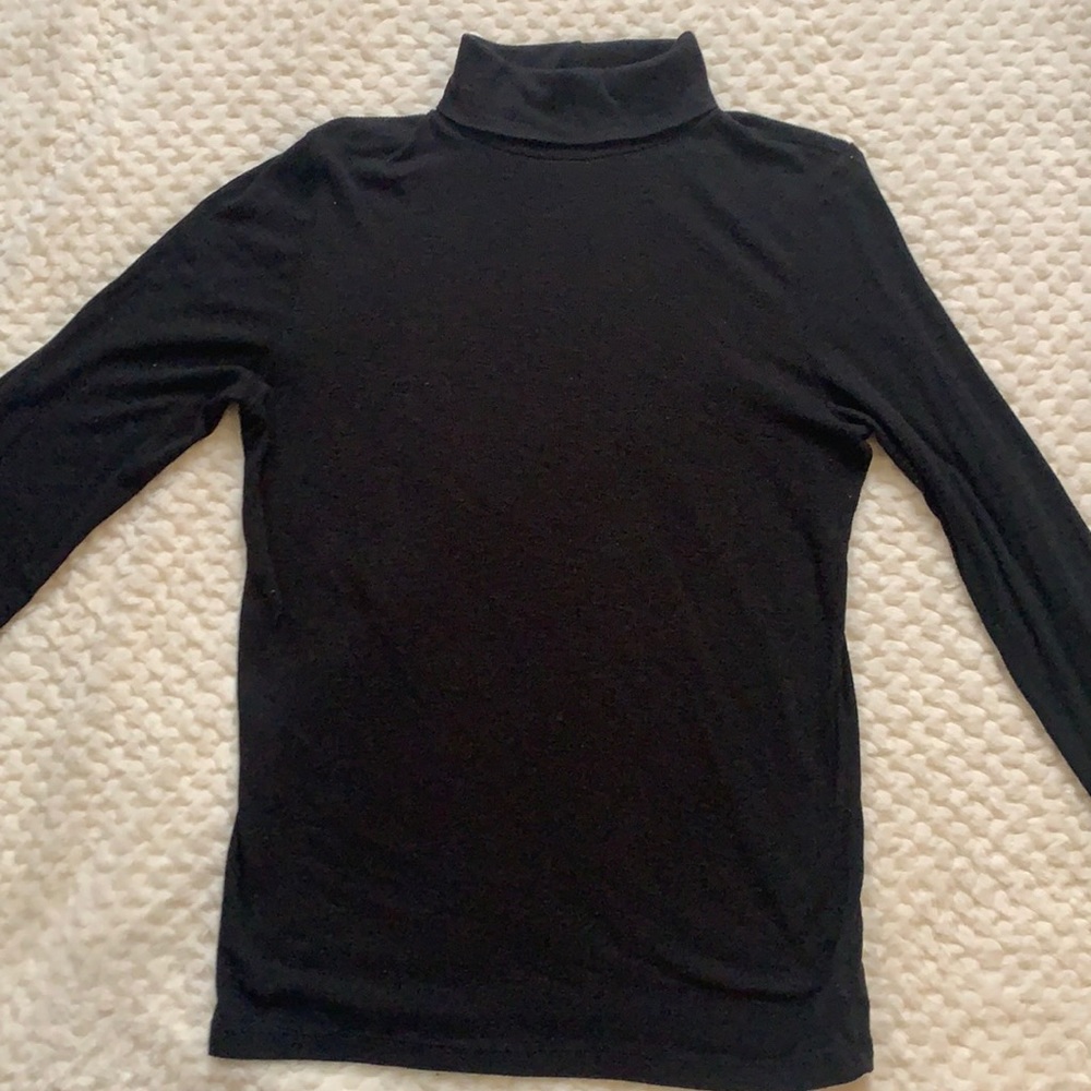 Aerie Real Soft Black Ribbed Light Knit Turtleneck Roll Neck Top